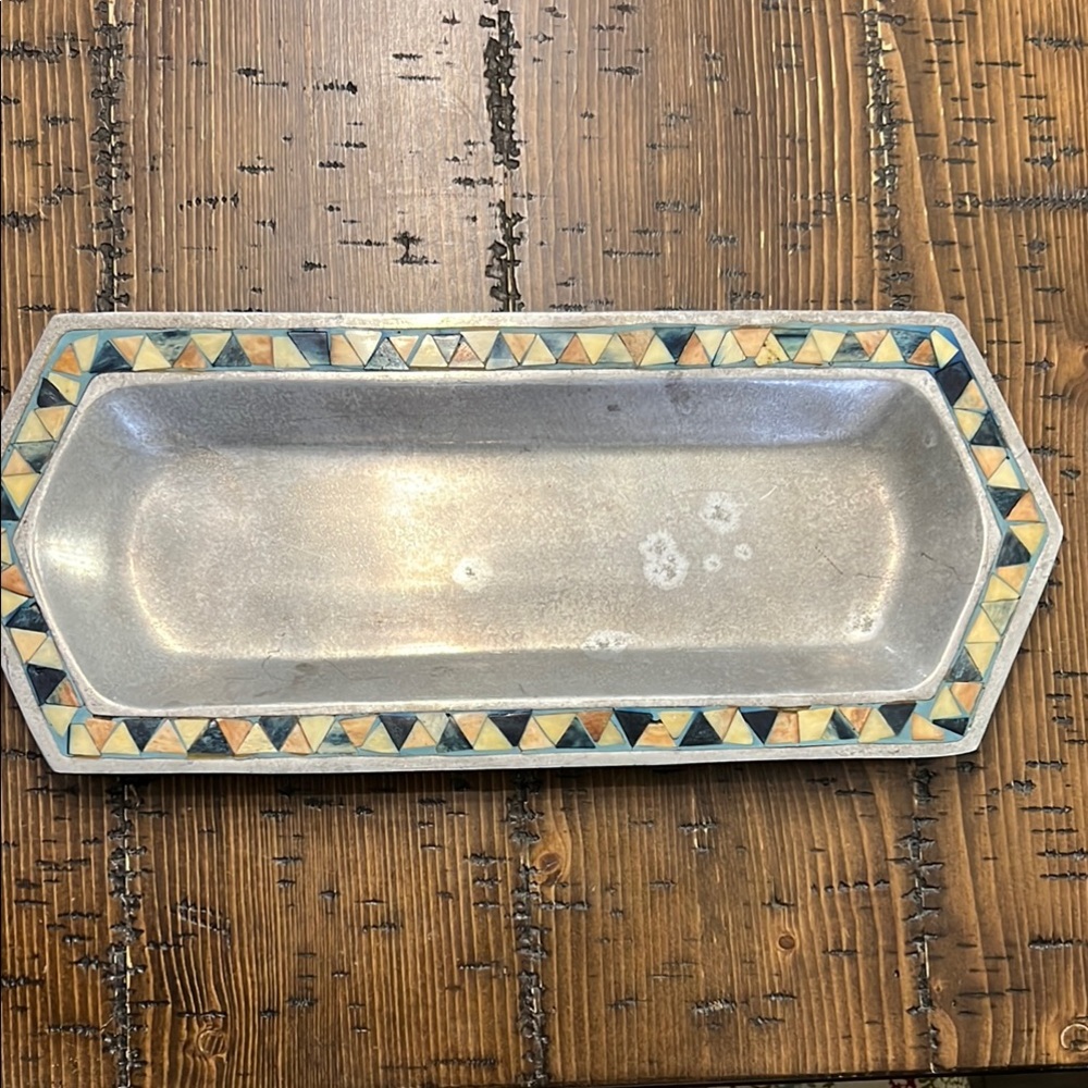 Geometric Patterned Gray Tray - Picture 1 of 6